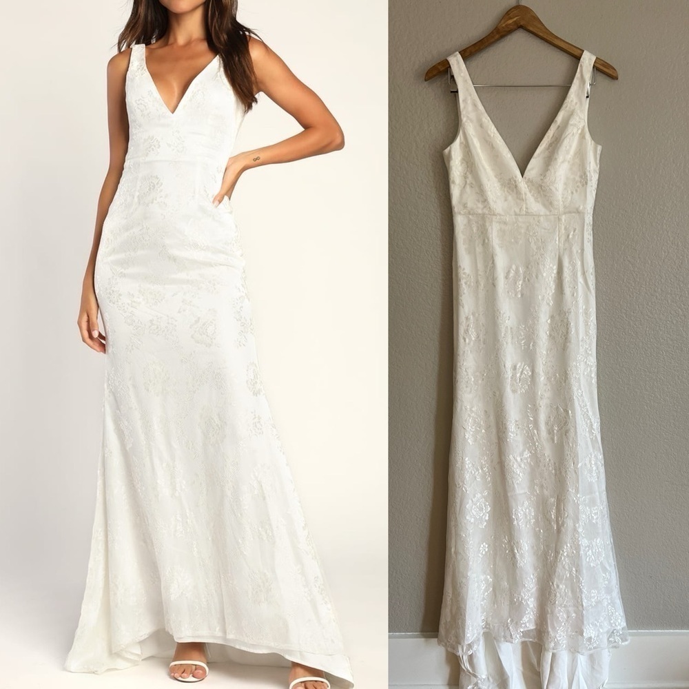 NWOT Made for Forever White Lace Mermaid Maxi Dress